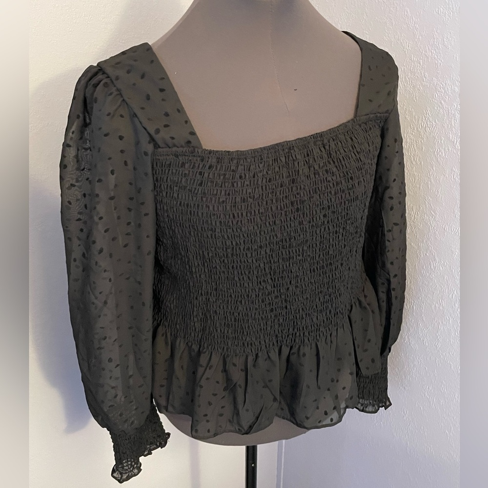 Polka Dot Crop Peasant Top